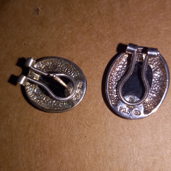 Vintage Black Opal Sterling 925 Earrings - Picture 2 of 6